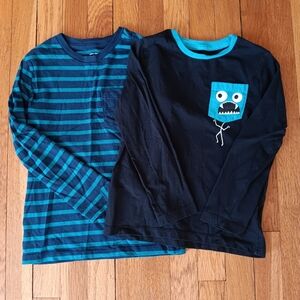 Kids Striped and Monster Graphic Long Sleeve Shirts